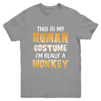 This Is My Human Costume Monkey Halloween Youth-Youth Shirt-Youth T-Shirt-Sport Grey