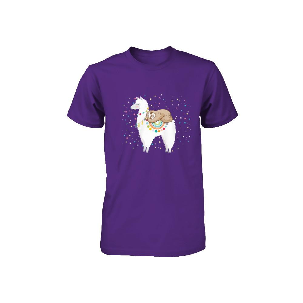 Funny Sloth Riding Llama Lover Youth-Youth Shirt-