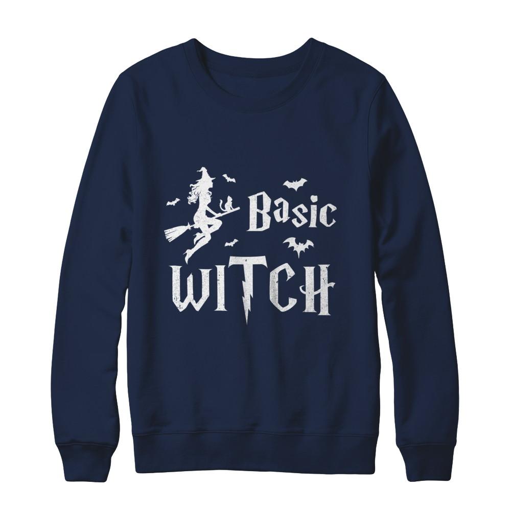 Basic Witch Halloween-T-Shirt & Sweatshirt-Crewneck Sweatshirt-Navy