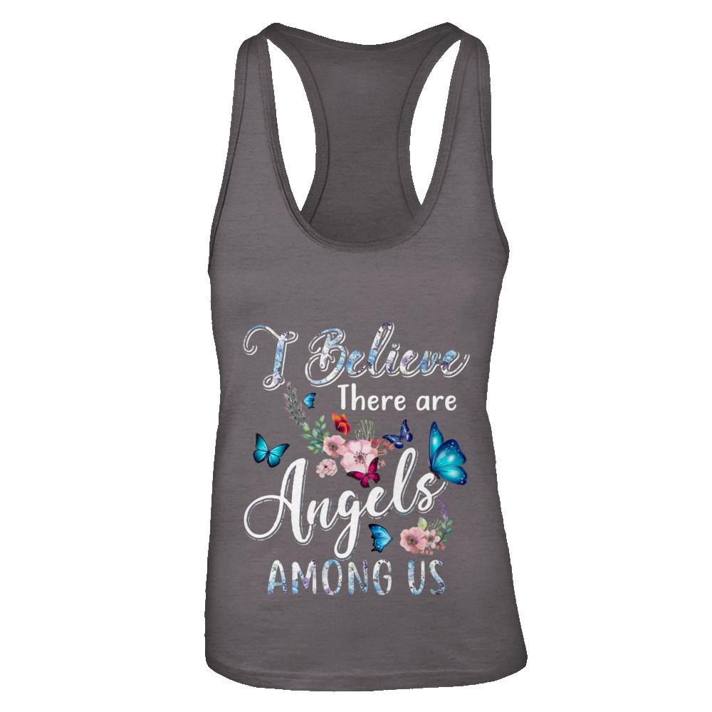 I Believe There Are Angels Among Us Cute Butterfly-T-Shirt & Tank Top-Women's Ideal Racerback Tank-Dark Grey