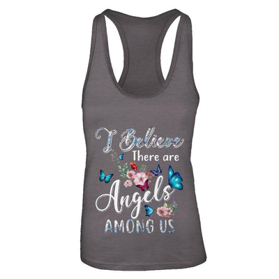 I Believe There Are Angels Among Us Cute Butterfly-T-Shirt & Tank Top-Women's Ideal Racerback Tank-Dark Grey
