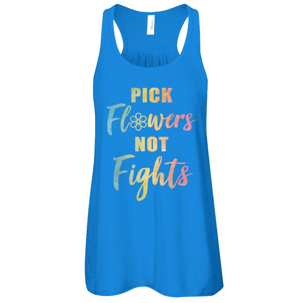 Pick Flowers Not Fights-T-Shirt & Tank Top-Women's Flowy Racerback Tank-True Royal