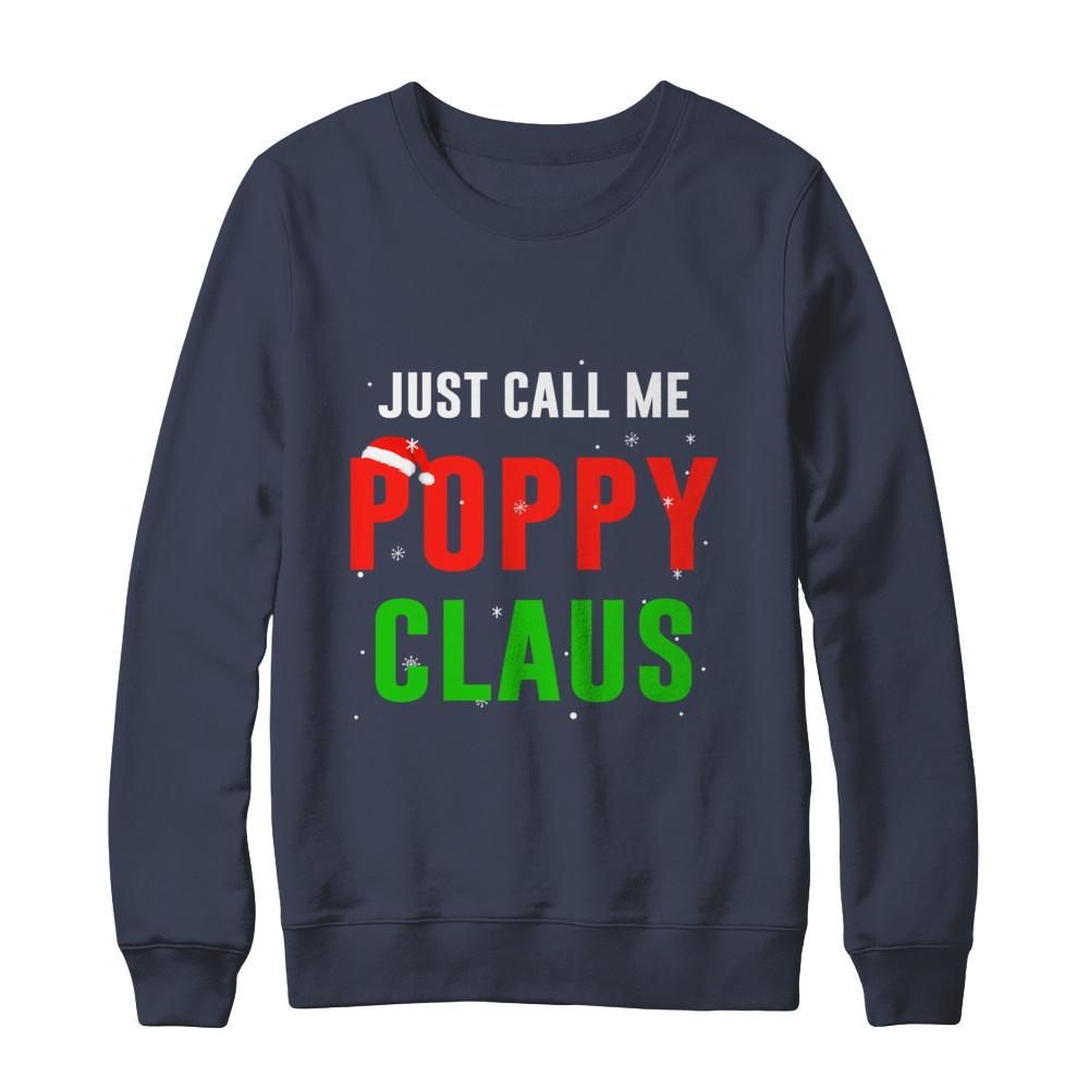 Santa Poppy Claus Matching Family Christmas Pajamas-T-Shirt & Sweatshirt-Crewneck Sweatshirt-Navy