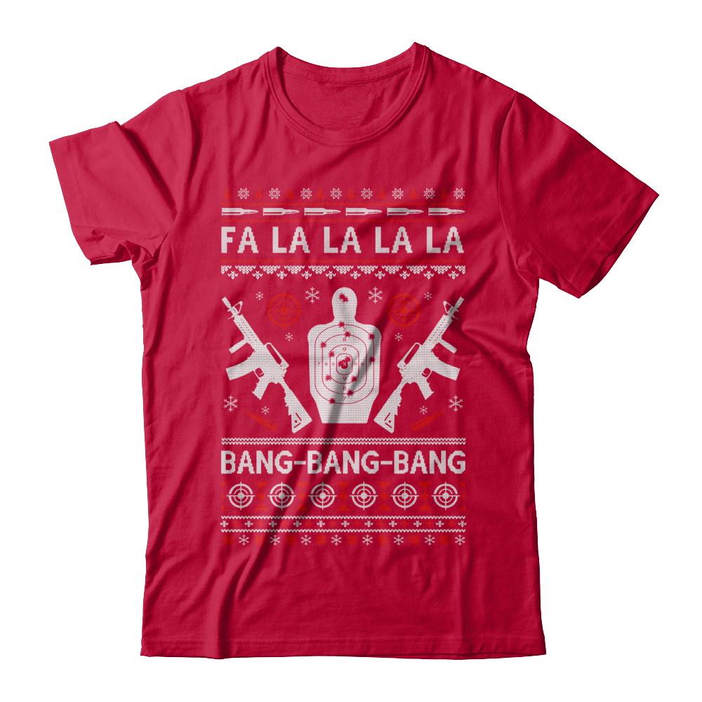 Bang Bang Bang AR-15 Gun Point Ugly Christmas Sweater-T-Shirt & Sweatshirt-Classic T-Shirt-Red
