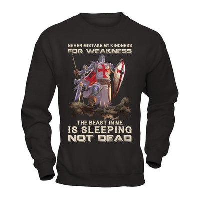 Knight Templar My Kindness For Weakness The Beast In Me Is Sleeping Not Dead-T-Shirt & Hoodie-Crewneck Sweatshirt-Black