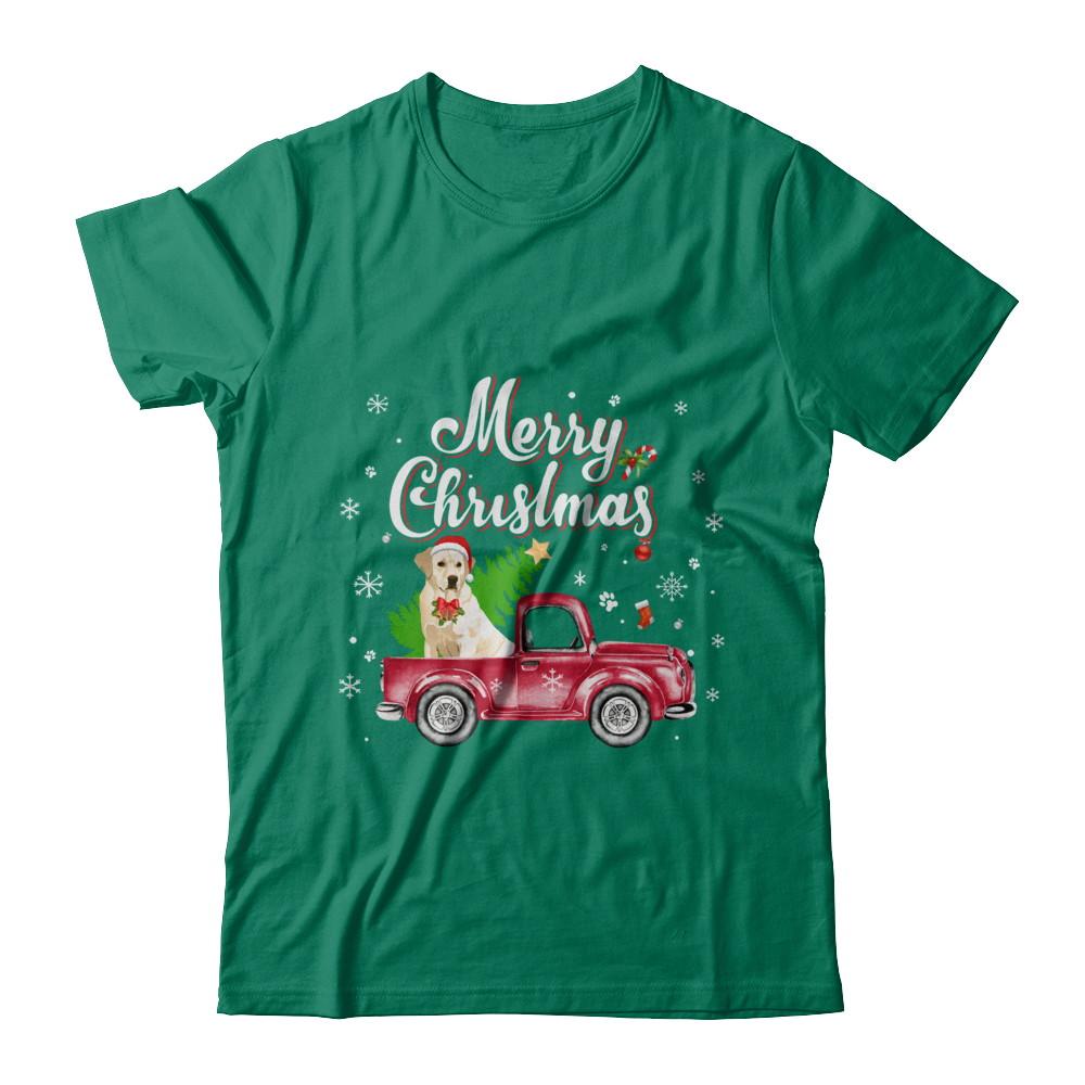 Labrador Retriever Rides Red Truck Christmas Pajama-T-Shirt & Sweatshirt-Classic T-Shirt-Kelly Green