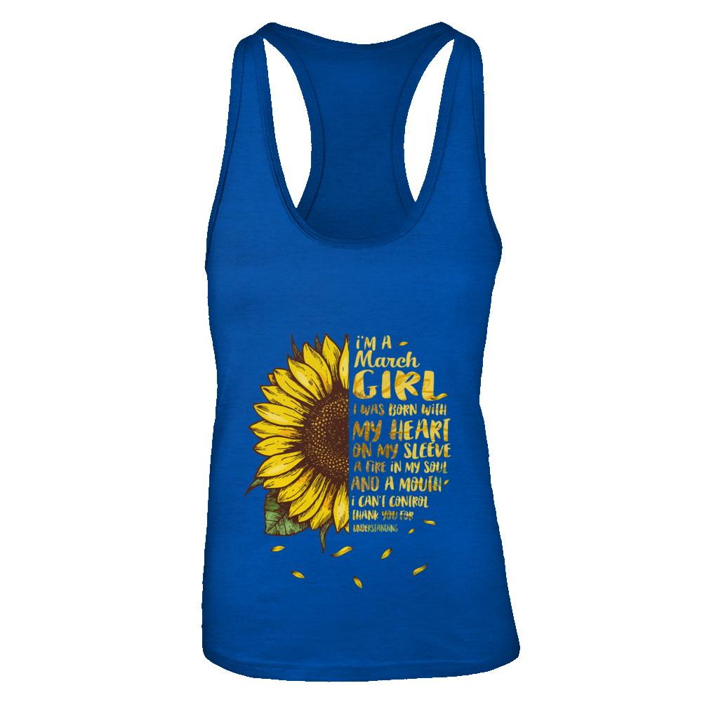 I Am A March Girl Birthday Gifts Sunflower-T-Shirt & Tank Top-Women's Ideal Racerback Tank-Royal