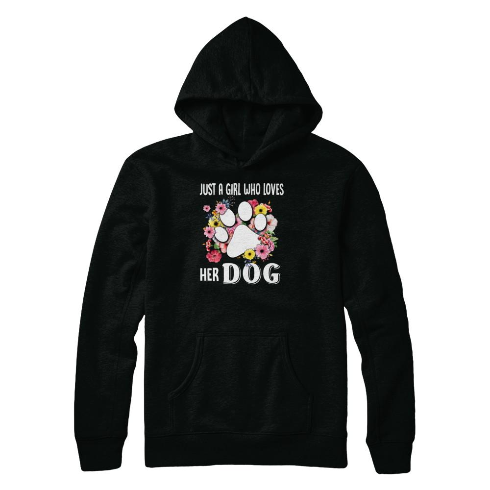 Just A Girl Who Loves Her Dog-T-Shirt & Tank Top-Pullover Hoodie-Black