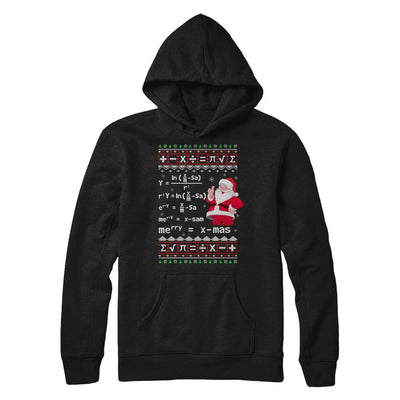 Funny Merry Xmas In Math Ugly Christmas Sweater-T-Shirt & Sweatshirt-Pullover Hoodie-Black