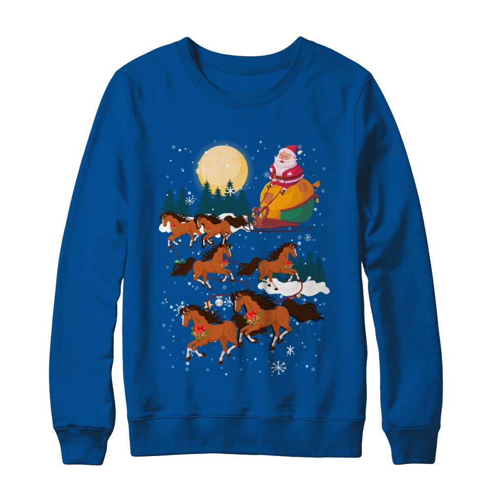 Funny Christmas Horse Reindeer Lover Santa Gift-T-Shirt & Sweatshirt-Crewneck Sweatshirt-Deep Royal