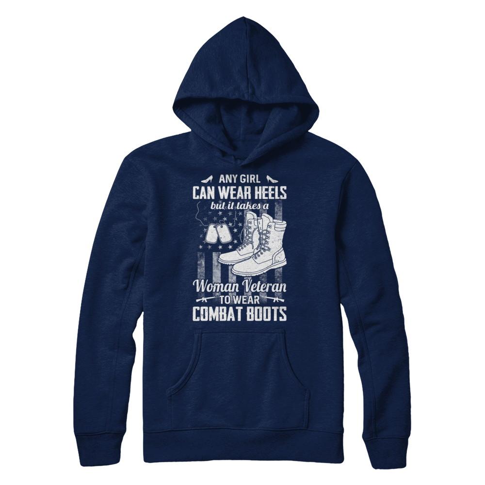 Woman Veteran To Wear Combat Boots-T-Shirt & Hoodie-Hanes - Heavyweight Pullover Hoodie-Navy