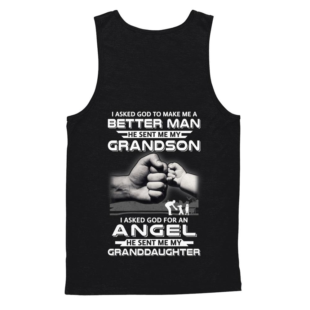 A Best Friend He Sent Me My Grandson & Angel Granddaughter-T-Shirt & Hoodie-Unisex Tank-Black