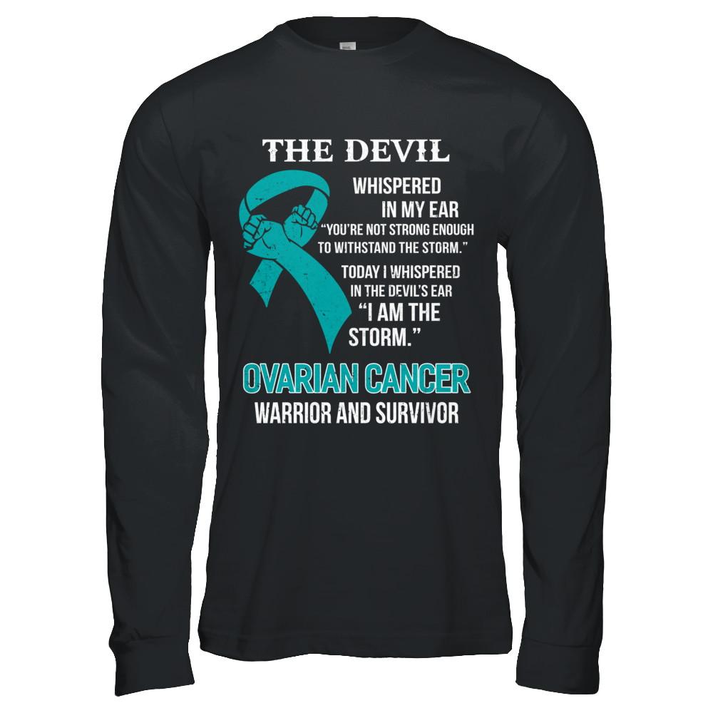 I Am The Storm Support Ovarian Cancer Warrior Survivor-T-Shirt & Hoodie-Long Sleeve T-Shirt-Black