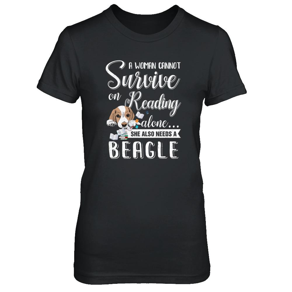 A Woman Cannot Survive On Reading Alone Beagle-T-Shirt & Tank Top-Women's T-Shirt-Black