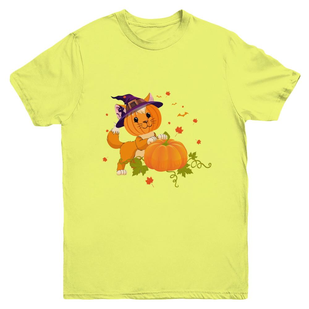 Funny Halloween Cat Pumpkin Costume Youth-Youth Shirt-Youth T-Shirt-Daisy