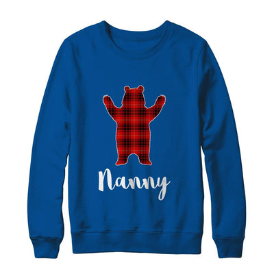 Red Nanny Bear Buffalo Plaid Family Christmas Pajamas-T-Shirt & Sweatshirt-Crewneck Sweatshirt-Deep Royal