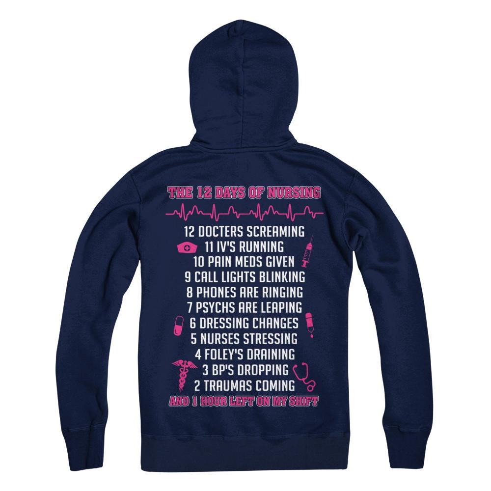 Nurse 12 Days Of Nursing Funny-T-Shirt & Sweatshirt-Pullover Hoodie-Navy