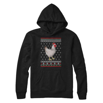 Pajamas Chicken With Santa Hat Ugly Christmas Sweater-T-Shirt & Sweatshirt-Pullover Hoodie-Black