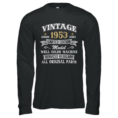 Vintage 68th Birthday Funny 1953 All Original Parts-T-Shirt & Hoodie-Long Sleeve T-Shirt-Black