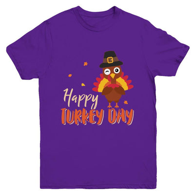 Happy Turkey Day Funny Thanksgiving Gift Youth-Youth Shirt-Youth T-Shirt-Purple