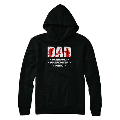 Dad Husband FIREFIGHTER Hero FireMan Fathers Day-T-Shirt & Hoodie-Pullover Hoodie-Black