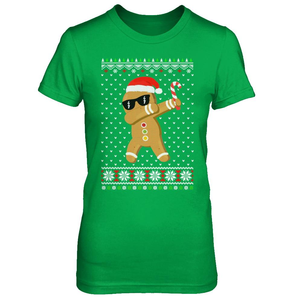 Dabbing Gingerbread Man Ugly Christmas Sweater-T-Shirt & Sweatshirt-Women's T-Shirt-Irish Green