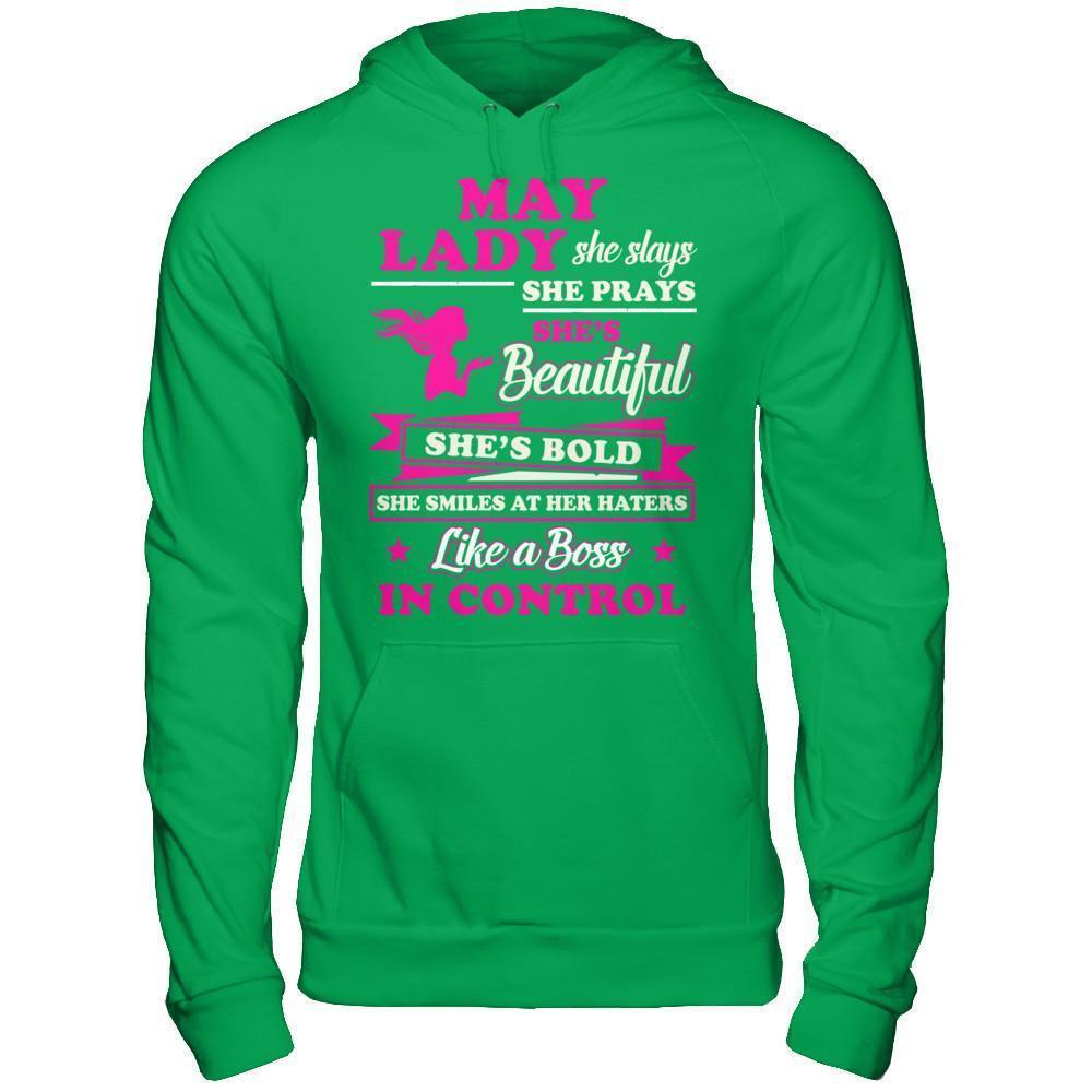 May Lady She Slays She Prays She's Beautiful She's Bold-T-Shirt & Hoodie-Pullover Hoodie-Irish Green