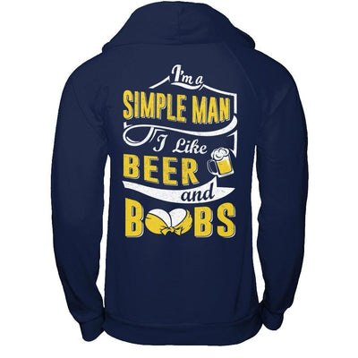 I'm A Simple Man I Like Beer And Boobs-T-Shirt & Hoodie-Pullover Hoodie-Navy