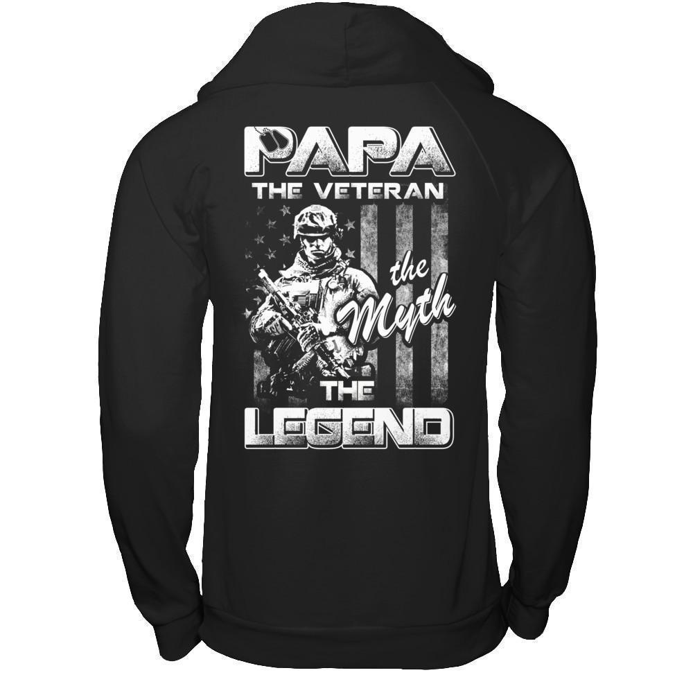 Papa The Veteran The Myth The Legend-T-Shirt & Hoodie-Pullover Hoodie-Black