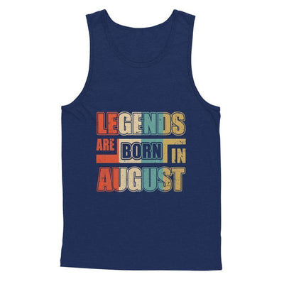 Classic Vintage Legends Are Born In August Birthday-T-Shirt & Hoodie-Unisex Tank-Navy