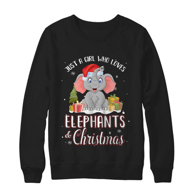 Just A Girl Who Loves Elephants And Christmas-T-Shirt & Sweatshirt-Crewneck Sweatshirt-Black
