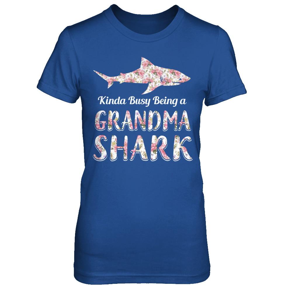 Grandma Shark Kinda Busy Being A Grandmashark-T-Shirt & Hoodie-Women's T-Shirt-Royal