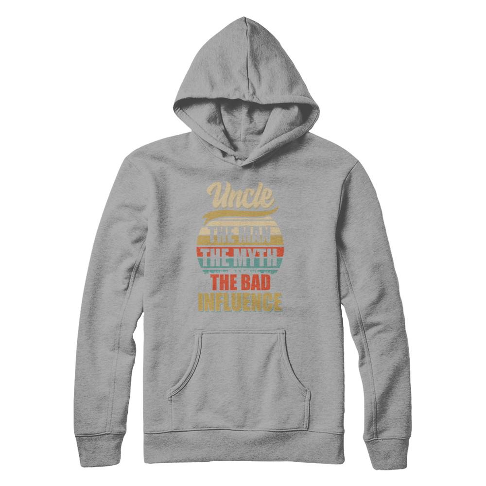 Vintage Uncle The Man The Myth The Bad Influence-T-Shirt & Hoodie-Pullover Hoodie-Light Steel