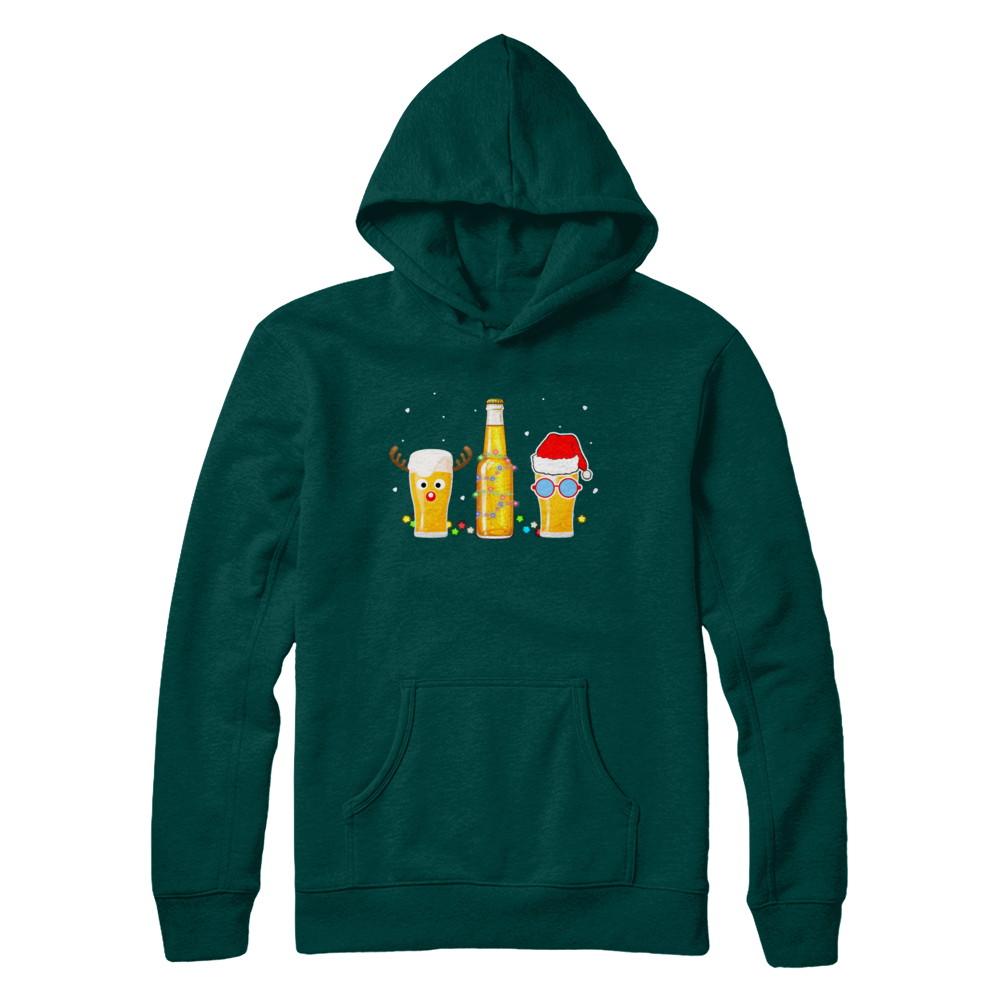 Xmas Merry Christmas Drinking Beer Gift-T-Shirt & Sweatshirt-Pullover Hoodie-Deep Forest