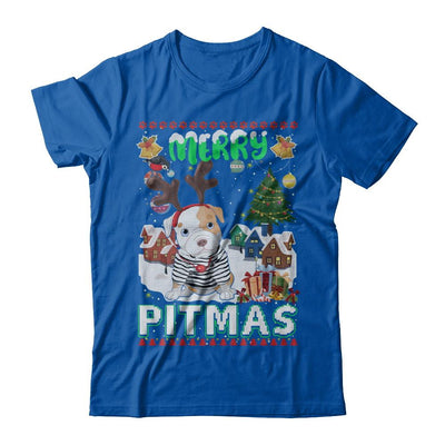 Cute Pitbull Christmas Merry Pigmas Ugly Sweater Christmas-T-Shirt & Sweatshirt-Premium T-Shirt-Royal