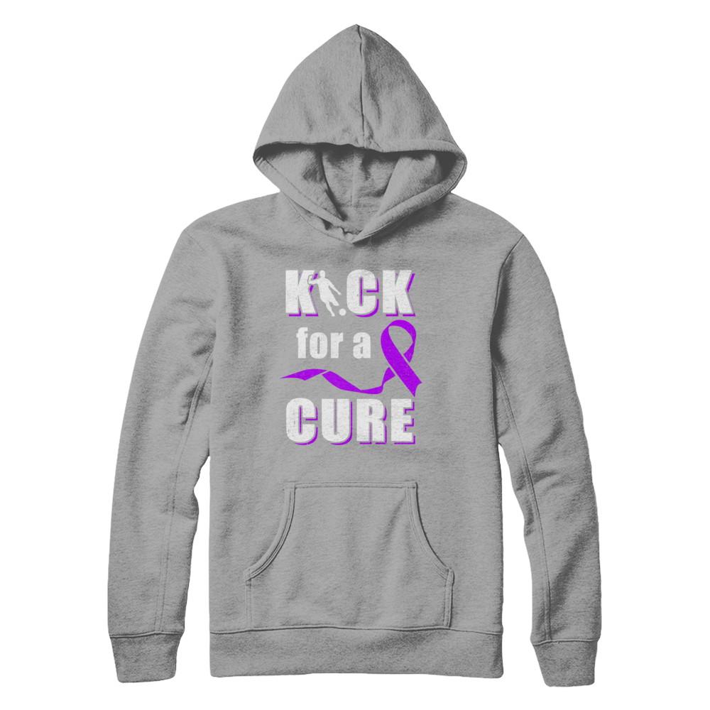 Kick For A Cure Soccer Alzheimers Pancreatic Lupus Awareness-T-Shirt & Hoodie-Pullover Hoodie-Light Steel