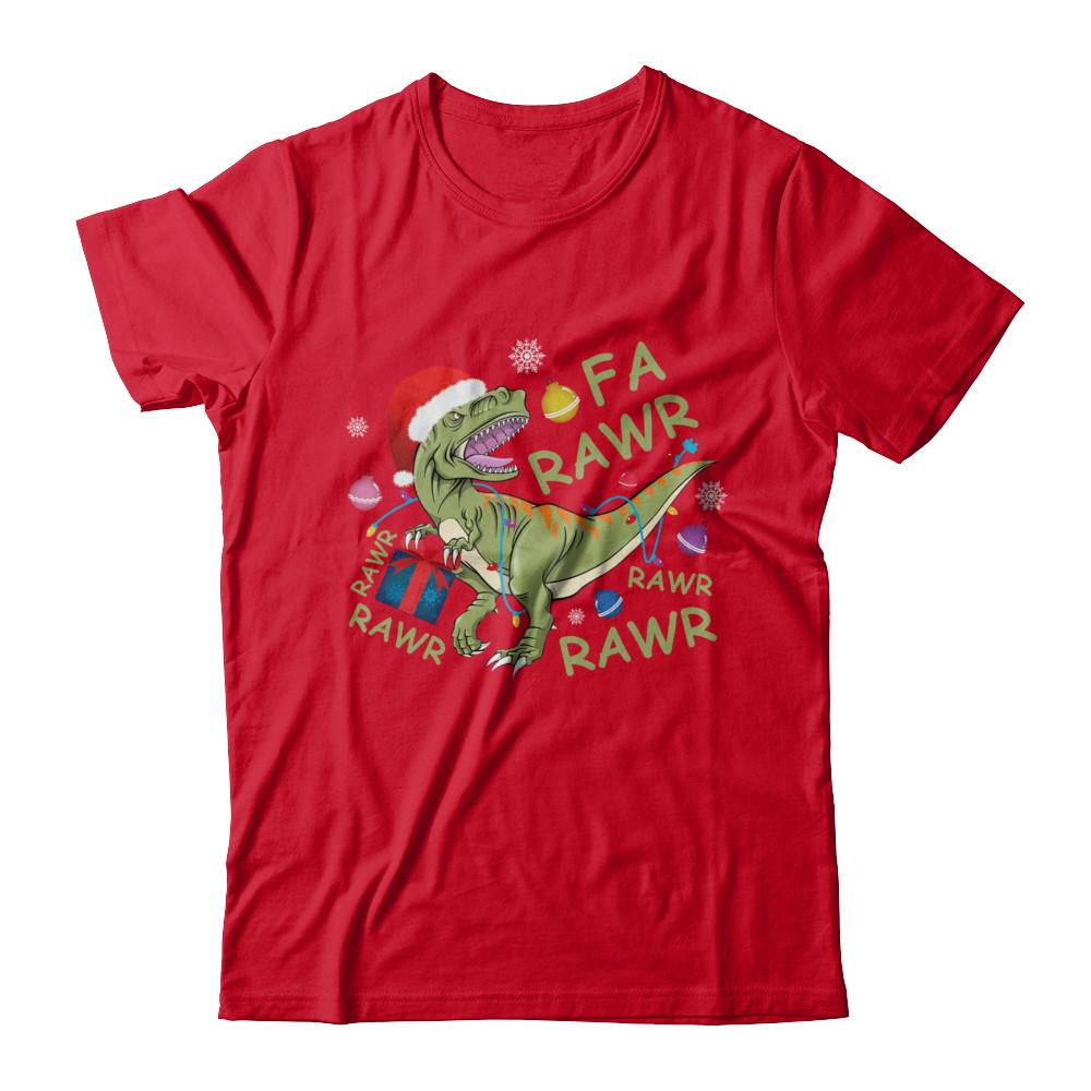 Christmas Funny Dinosaur T-Rex Claus Fa Rawr Rawr-T-Shirt & Hoodie-Premium T-Shirt-Red