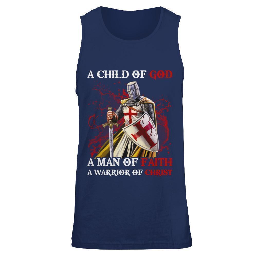 Knights Templar A Child Of God A Man Of Faith A Warrior Of Christ-T-Shirt & Hoodie-Unisex Tank-Navy