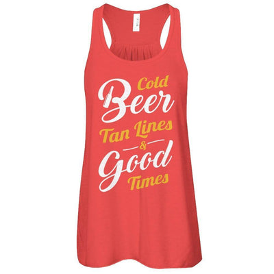 Cold Beer Tan Lines And Good Times-T-Shirt & Tank Top-Women's Flowy Racerback Tank-Red