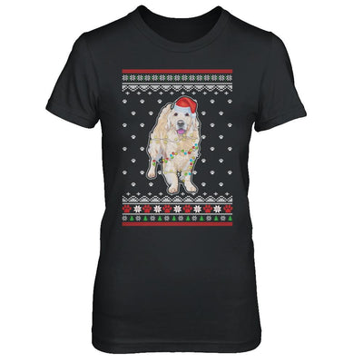 Golden Retriever Christmas Ugly Sweater Lights Dog Xmas Gift-T-Shirt & Sweatshirt-Women's T-Shirt-Black