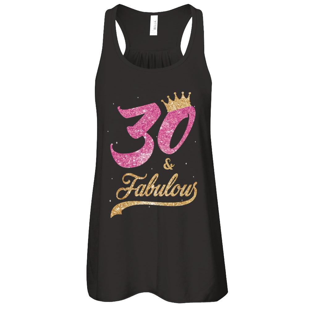30 And Fabulous 1991 30th Birthday Gift-T-Shirt & Tank Top-Women's Flowy Racerback Tank-Black