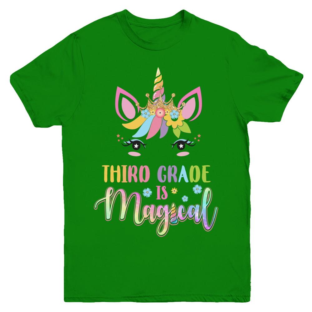 Third Grade is magical Unicorn Back to School 3rd Grade Youth-Youth Shirt-Youth T-Shirt-Irish Green