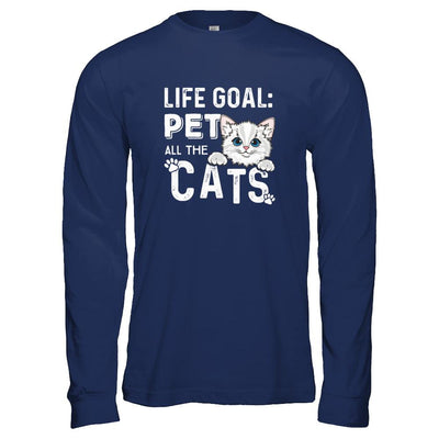 Life Goal Pet All The Cats-T-Shirt & Tank Top-Long Sleeve T-Shirt-Navy