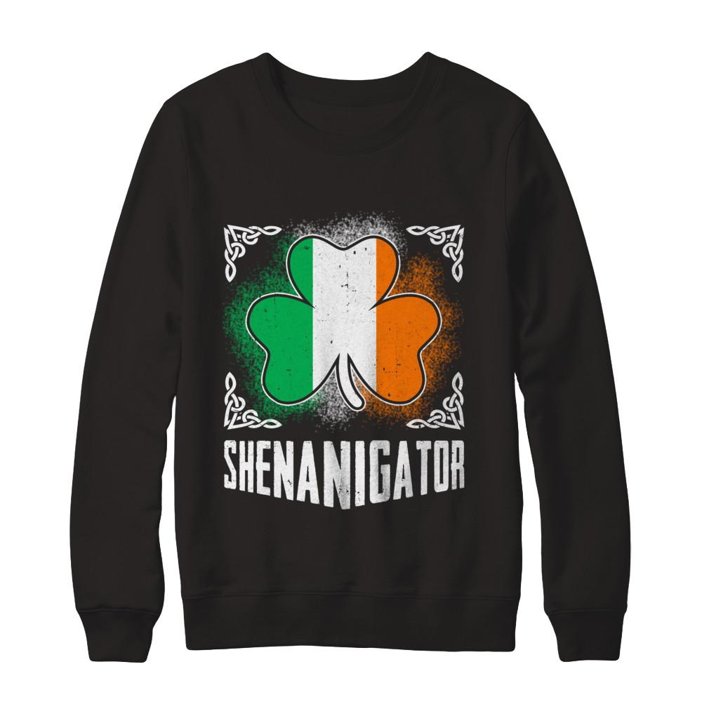 Shenanigator Happy St Patrick's Day-T-Shirt & Hoodie-Crewneck Sweatshirt-Black