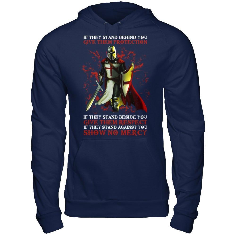 Knight Templar If They Stand Behind You Give Them Protection-T-Shirt & Hoodie-Pullover Hoodie-Navy