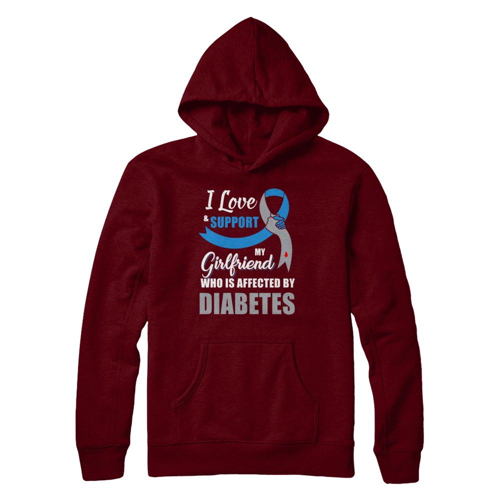 Diabetes Awareness Support Blue Grey Girlfriend Boyfriend-T-Shirt & Hoodie-Pullover Hoodie-Maroon