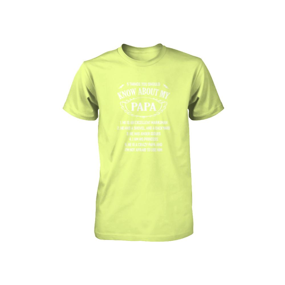 5 Things You Should Know About My Papa Youth-Youth Shirt-Youth T-Shirt-Neon Yellow