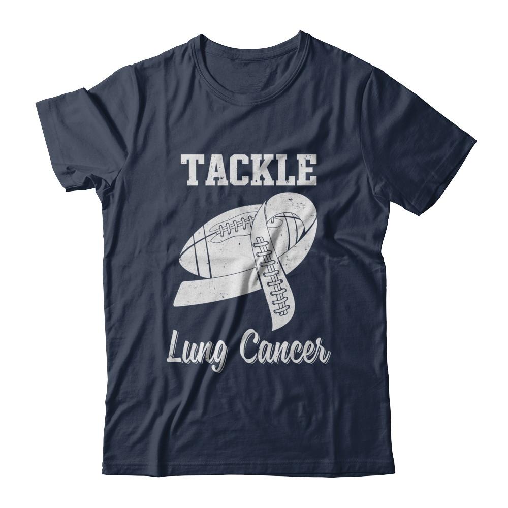 Football Survivor Tackle Clear Lung Cancer Awareness-T-Shirt & Hoodie-Classic T-Shirt-Navy