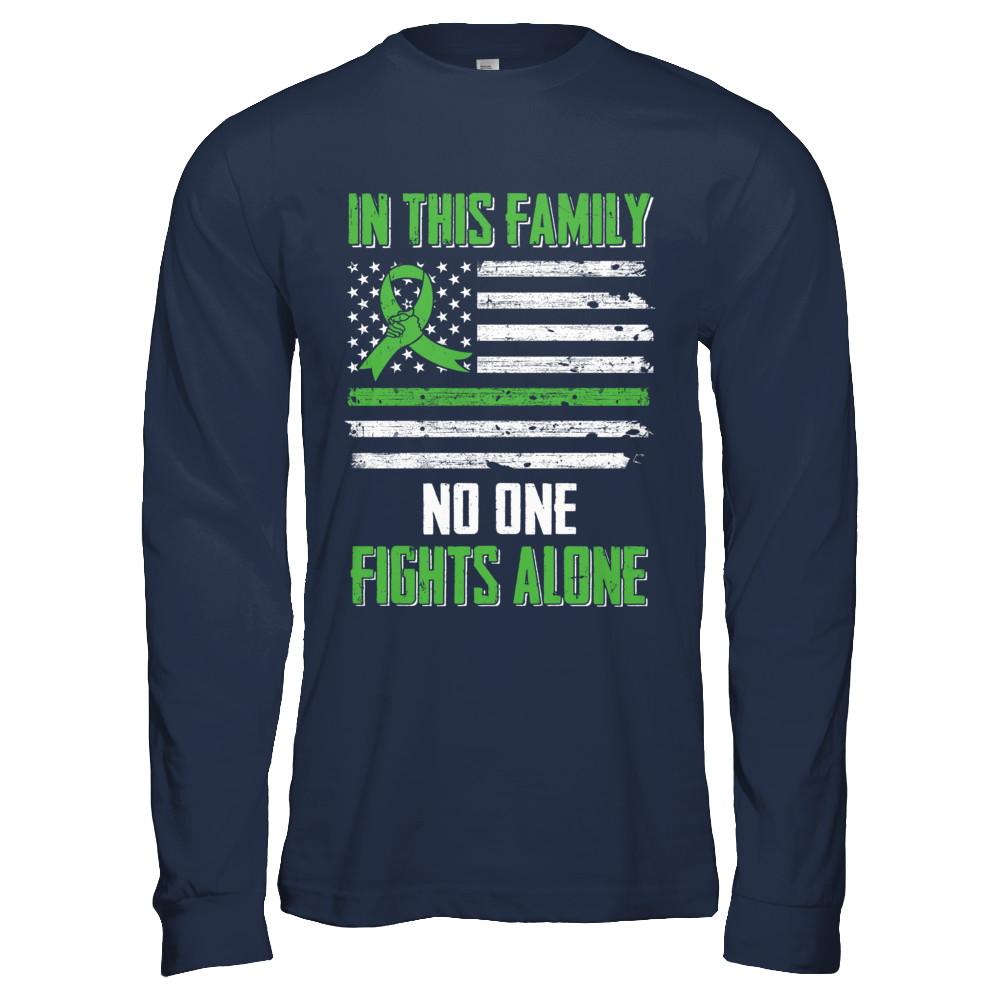 In This Family No One Fights Alone Liver Cancer Green-T-Shirt & Hoodie-Long Sleeve T-Shirt-Navy