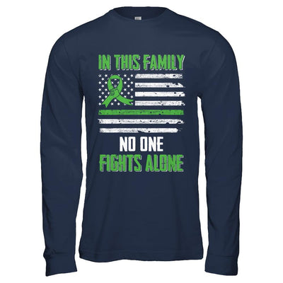 In This Family No One Fights Alone Liver Cancer Green-T-Shirt & Hoodie-Long Sleeve T-Shirt-Navy